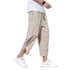 DOSLAVIDA Men's Casual Elastic Waist Linen Capri Pants Wide Leg Baggy Cotton Harem Yoga Trousers Loose Patchwork Shorts view 2