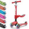 Kicknroll Kids Kick Scooter 2-in-1 Light Up 3 Wheel Scooters with 4 Levels Adjustable Handlebar, Folding Seat, Extra Wide No-Slip Deck for Girls Boys Ages 3-8 Years Old Max 110 Lbs view 1