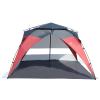 PORTAL POP Up Beach Tent, 2-4 Person UPF50+ Beach Tent Sun Shelter, Open Front, Umbrella-Style Setup, Mesh Windows, Instant Sun Shelter with Carry Bag, Red/Grey view 1