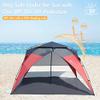 PORTAL POP Up Beach Tent, 2-4 Person UPF50+ Beach Tent Sun Shelter, Open Front, Umbrella-Style Setup, Mesh Windows, Instant Sun Shelter with Carry Bag, Red/Grey view 2