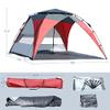 PORTAL POP Up Beach Tent, 2-4 Person UPF50+ Beach Tent Sun Shelter, Open Front, Umbrella-Style Setup, Mesh Windows, Instant Sun Shelter with Carry Bag, Red/Grey view 4