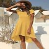 Shenbolen Women's Off Shoulder High Low A Line Wedding Dress Cocktail Skater Dress (Large, D) view 2