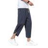 DOSLAVIDA Men's Casual Elastic Waist Linen Capri Pants Wide Leg Baggy Cotton Harem Yoga Trousers Loose Patchwork Shorts view 2
