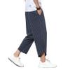 DOSLAVIDA Men's Casual Elastic Waist Linen Capri Pants Wide Leg Baggy Cotton Harem Yoga Trousers Loose Patchwork Shorts view 3