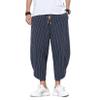 DOSLAVIDA Men's Casual Elastic Waist Linen Capri Pants Wide Leg Baggy Cotton Harem Yoga Trousers Loose Patchwork Shorts view 4