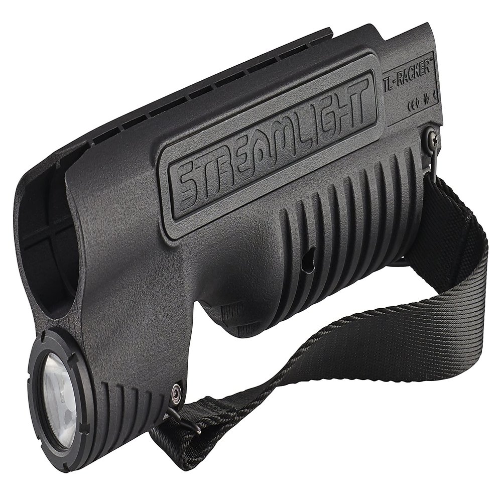Streamlight 69602 TL-Racker 1,000 Lumen 20,000-Candela Tactical Integrated Forend Weapon Light with Ambidextrous Controls for Select Mossberg 590 Shockwave Models with Strap, Black