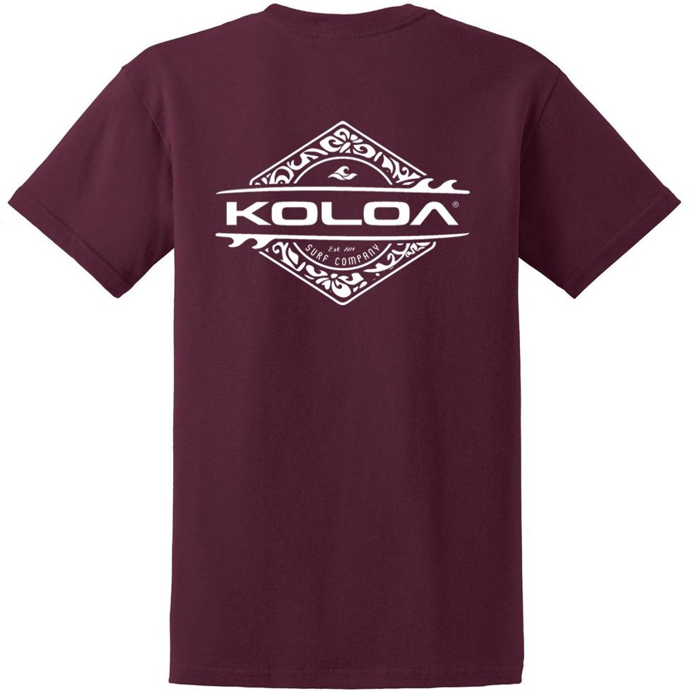 Joe's USA Koloa Surf Diamond Thruster Surfboards Heavy Cotton T-Shirt -2XL Tall-Atheletic Maroon