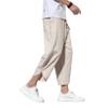 DOSLAVIDA Men's Casual Elastic Waist Linen Capri Pants Wide Leg Baggy Cotton Harem Yoga Trousers Loose Patchwork Shorts view 2