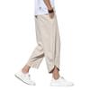 DOSLAVIDA Men's Casual Elastic Waist Linen Capri Pants Wide Leg Baggy Cotton Harem Yoga Trousers Loose Patchwork Shorts view 3