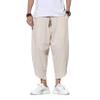DOSLAVIDA Men's Casual Elastic Waist Linen Capri Pants Wide Leg Baggy Cotton Harem Yoga Trousers Loose Patchwork Shorts view 4