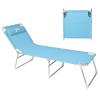 Old Bahama Bay Folding Camping Beach Cot with Pillow,4-Positions Folding Recliner Lounger Bed for Camping/Travel/Beach/Hiking/Patio,Supports 250LBS, Blue view 1