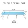 Old Bahama Bay Folding Camping Beach Cot with Pillow,4-Positions Folding Recliner Lounger Bed for Camping/Travel/Beach/Hiking/Patio,Supports 250LBS, Blue view 3