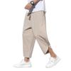 DOSLAVIDA Men's Casual Elastic Waist Linen Capri Pants Wide Leg Baggy Cotton Harem Yoga Trousers Loose Patchwork Shorts view 1