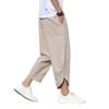 DOSLAVIDA Men's Casual Elastic Waist Linen Capri Pants Wide Leg Baggy Cotton Harem Yoga Trousers Loose Patchwork Shorts view 3
