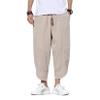 DOSLAVIDA Men's Casual Elastic Waist Linen Capri Pants Wide Leg Baggy Cotton Harem Yoga Trousers Loose Patchwork Shorts view 4