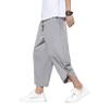 DOSLAVIDA Men's Casual Elastic Waist Linen Capri Pants Wide Leg Baggy Cotton Harem Yoga Trousers Loose Patchwork Shorts view 1