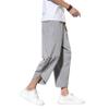 DOSLAVIDA Men's Casual Elastic Waist Linen Capri Pants Wide Leg Baggy Cotton Harem Yoga Trousers Loose Patchwork Shorts view 3