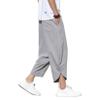 DOSLAVIDA Men's Casual Elastic Waist Linen Capri Pants Wide Leg Baggy Cotton Harem Yoga Trousers Loose Patchwork Shorts view 4