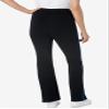 Woman Within Plus Size Tall Stretch-Cotton Knit Pull-On Bootcut Side-Stripe Leggings - 5X, Black Bright Cobalt view 2