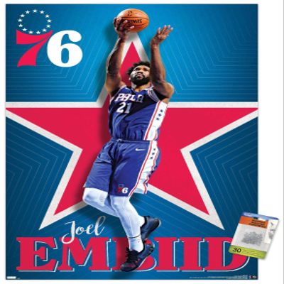 Trends International NBA Philadelphia 76ers - Joel Embiid 20 Wall Poster with Push Pins