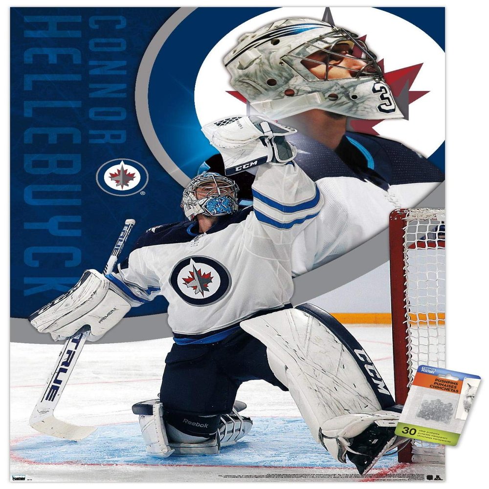 Trends International NHL Winnipeg Jets - Connor Hellebuyck 20 Wall Poster with Push Pins