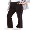 Woman Within Plus Size Tall Stretch-Cotton Knit Pull-On Bootcut Side-Stripe Leggings - 4X, Black Plum Purple view 1