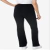 Woman Within Plus Size Tall Stretch-Cotton Knit Pull-On Bootcut Side-Stripe Leggings - 4X, Black Plum Purple view 2