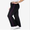Woman Within Plus Size Tall Stretch-Cotton Knit Pull-On Bootcut Side-Stripe Leggings - 4X, Black Plum Purple view 3