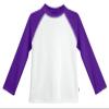 Made in USA Long Sleeve Girls' Rashguard Swimming Suit Swim Tshirt Tee UPF50+ Sun Protection for Beach Pool Summer Fun, White w/Purple, 6 view 1