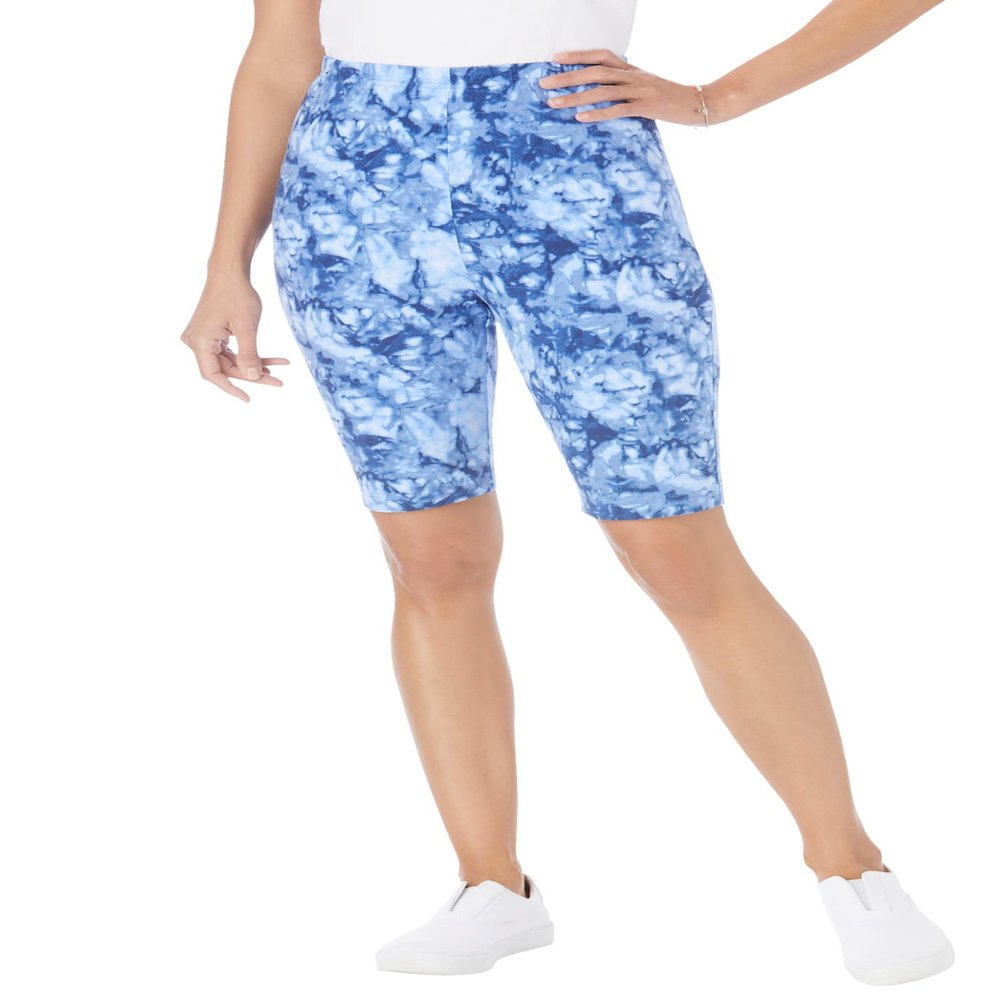 Woman Within Plus Size Stretch Cotton Bike Short - 6X, Blue Tie Dye