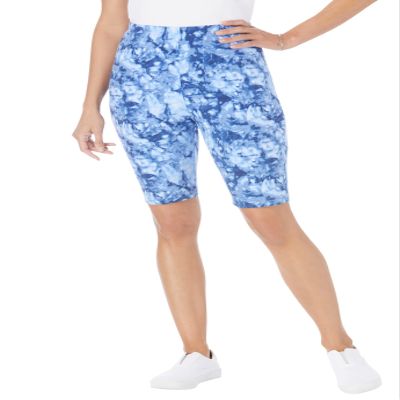 Woman Within Plus Size Stretch Cotton Bike Short - 5X, Blue Tie Dye