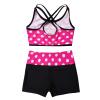 Huimingda Kids Girls Polka Dots Swimsuit Swimwear Tankini Crop Top with Shorts Swimming Dancing Gymnastic Outfit Rose_Red 12 view 4