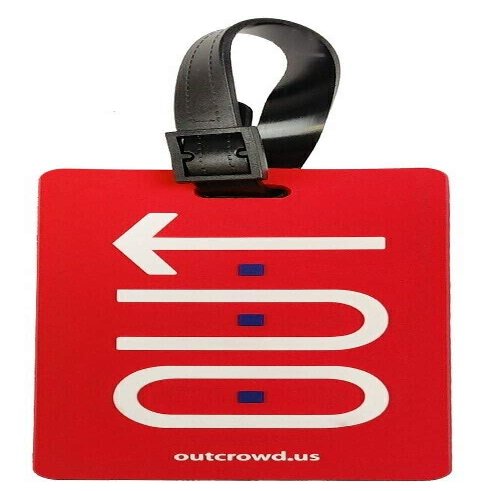 Out from The Crowd Silicone Travel ID Tag for Luggage and Suitcases (Style 3 - Out Red)