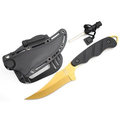 Snake Eye Tactical 9" Full Tang Tactical Knife with Sharpener & ABS Plastic Sheath (Gold)