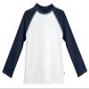 Made in USA Long Sleeve Girls' Rashguard Swimming Suit Swim Tshirt Tee UPF50+ Sun Protection for Beach Pool Summer Fun, White w/Navy, 7 view 1