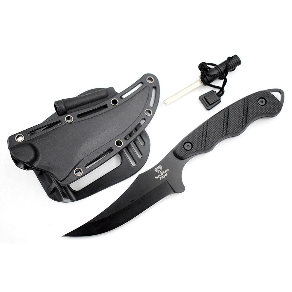 Snake Eye Tactical 9" Full Tang Tactical Knife with Sharpener & ABS Plastic Sheath (Black)