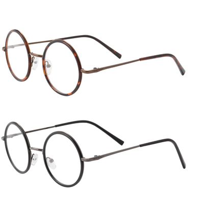 Bestum Round Vintage Plain Glasses for Women Men clear Lens Retro Glasses Frame Non Prescription glasses (Brown flower+Bright black/Grey leg)