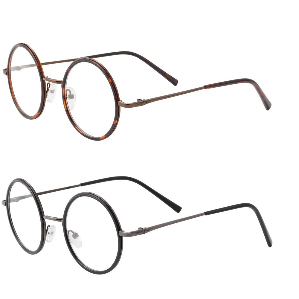 Bestum Round Vintage Plain Glasses for Women Men clear Lens Retro Glasses Frame Non Prescription glasses (Brown flower+Bright black/Grey leg)
