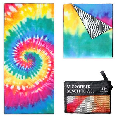 Elite Trend Microfiber Beach Towel Waffle for Adults with Bag - Extra Large 78x35 inch Lightweight Sand Free Quick Dry Towel for Travel, Swimming, Yoga, Camping (Tie Dye)