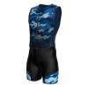 Sparx Men`s Triathlon Suit Trisuit Race Skinsuit Cycling Speed Suit Italian Fabric Swimskin (Blue_Camo_S) view 1