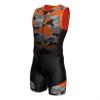 Sparx Men`s Triathlon Suit Trisuit Race Skinsuit Cycling Speed Suit Italian Fabric Swimskin (Orange_Camo_L) view 1