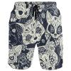 visesunny Men's Beach Short Swim Trunks Day of The Dead Sugar Cat Skull Sports Running Bathing Suits view 1