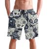 visesunny Men's Beach Short Swim Trunks Day of The Dead Sugar Cat Skull Sports Running Bathing Suits view 3