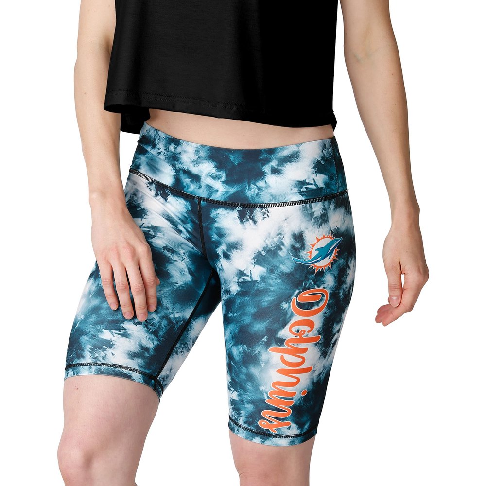 FOCO Miami Dolphins NFL Womens Team Color Tie Dye Bike Shorts - S