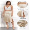 ALCEA ROSEA Womens Silky Satin Midi Skirt High Waist Elastic Waist A Line Flared Skirt with Slit(Champagne, XL) view 4