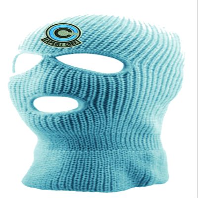ALLNTRENDS Adult Three Hole Mask Capsule Corp Embroidered Face Cover Warm Cold Winter Sky Hat (Light Blue)