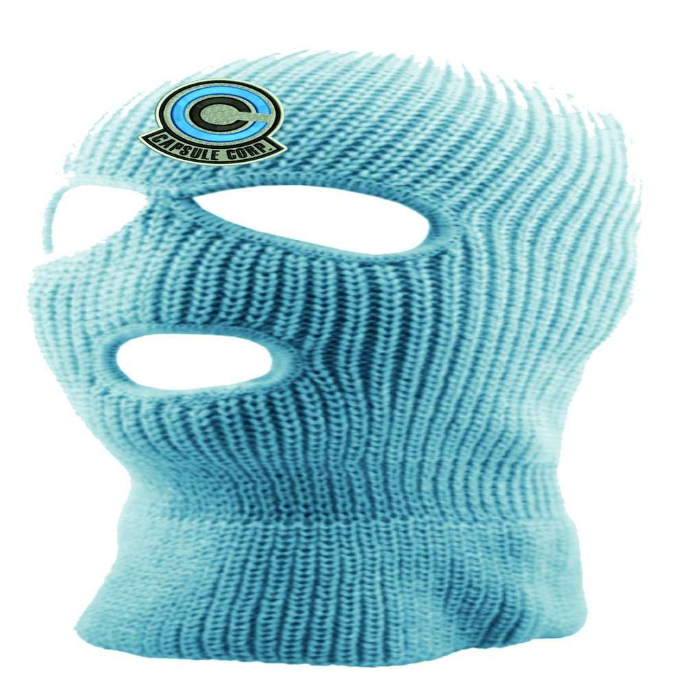 ALLNTRENDS Adult Three Hole Mask Capsule Corp Embroidered Face Cover Warm Cold Winter Sky Hat (Light Blue)