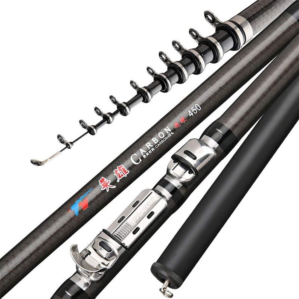 ZFF Carbon Fishing Rod Telescopic 2.7m 3.6m 4.5m 5.4m 6.3m 7.2m Ultralight Rock Spinning Rods Fishing Poles (Size : 2.7 m)