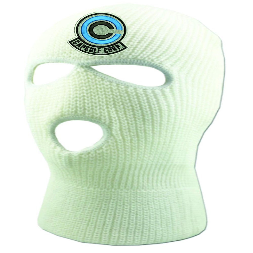 ALLNTRENDS Adult Three Hole Mask Capsule Corp Embroidered Face Cover Warm Cold Winter Sky Hat (White)