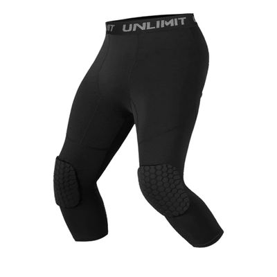 Unlimit for 4-16 yrs, Youth Basketball Pants with Knee Pads, 3/4 Capri Compression Pants for Boys. (Black, XS: for 4-5 yrs)